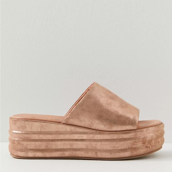 Women's Free People Tan Platform Slide Sandals - Picture 1 of 6